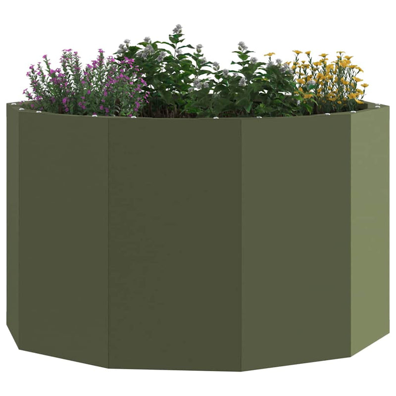 Load image into Gallery viewer, Vidaxl plantenbak olijf groen 60 x 60 x 35 cm staal