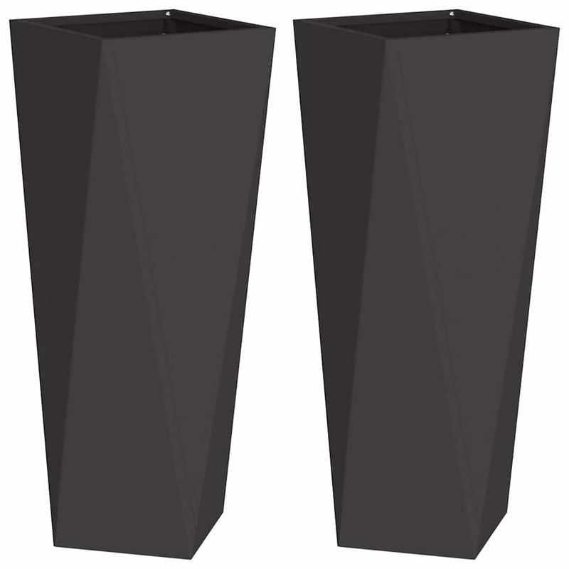 Load image into Gallery viewer, Vidaxl plantenbak 2 pcs zwart 30 x 30 x 75 cm staal