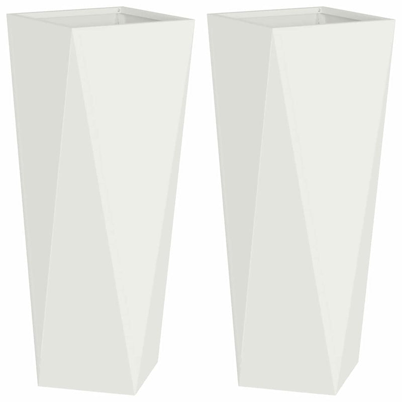 Load image into Gallery viewer, Vidaxl plantenbak 2 pcs wit 30 x 30 x 75 cm staal