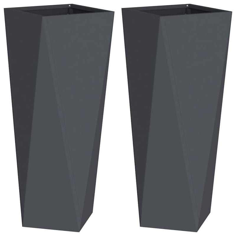Load image into Gallery viewer, Vidaxl plantenbak 2 pcs antraciet 30 x 30 x 75 cm staal