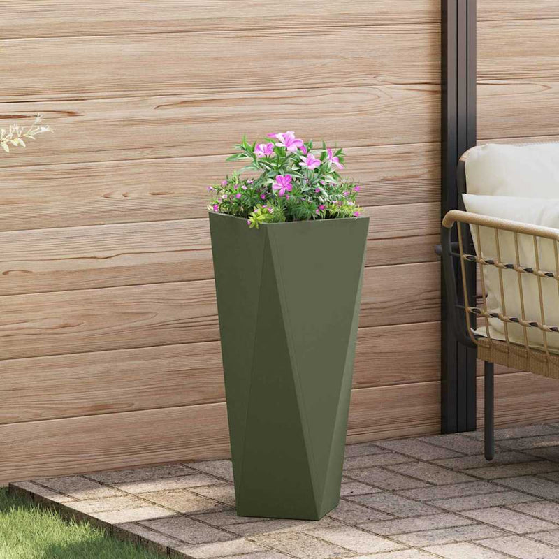 Load image into Gallery viewer, Vidaxl plantenbak olijf groen 30 x 30 x 75 cm staal