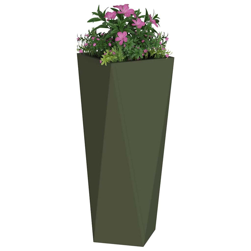 Load image into Gallery viewer, Vidaxl plantenbak 2 pcs olijf groen 30 x 30 x 75 cm staal