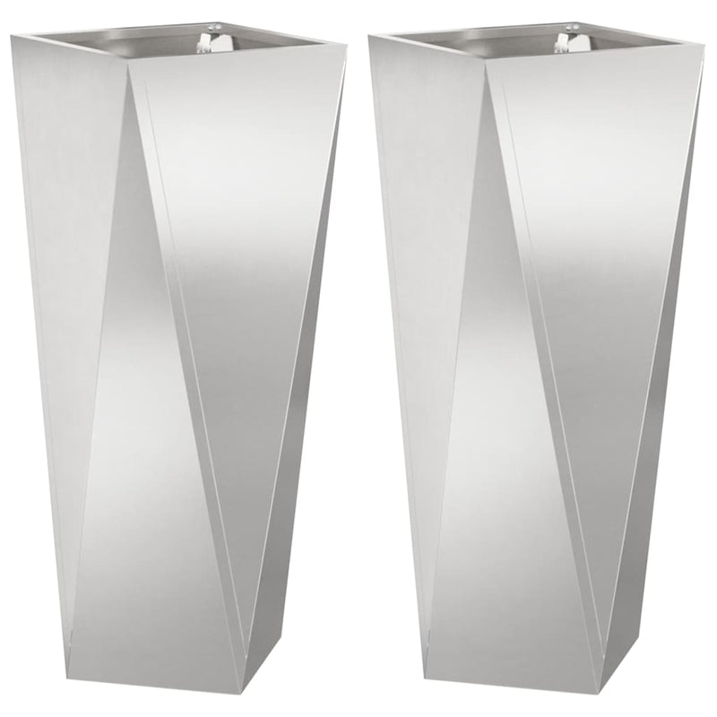 Load image into Gallery viewer, Vidaxl plantenbak 2 pcs zilver 30 x 30 x 75 cm roestvrij staal