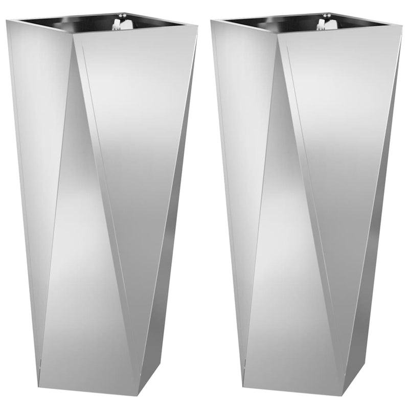 Load image into Gallery viewer, Vidaxl plantenbak 2 pcs zilver 30 x 30 x 75 cm gegalvaniseerd staal