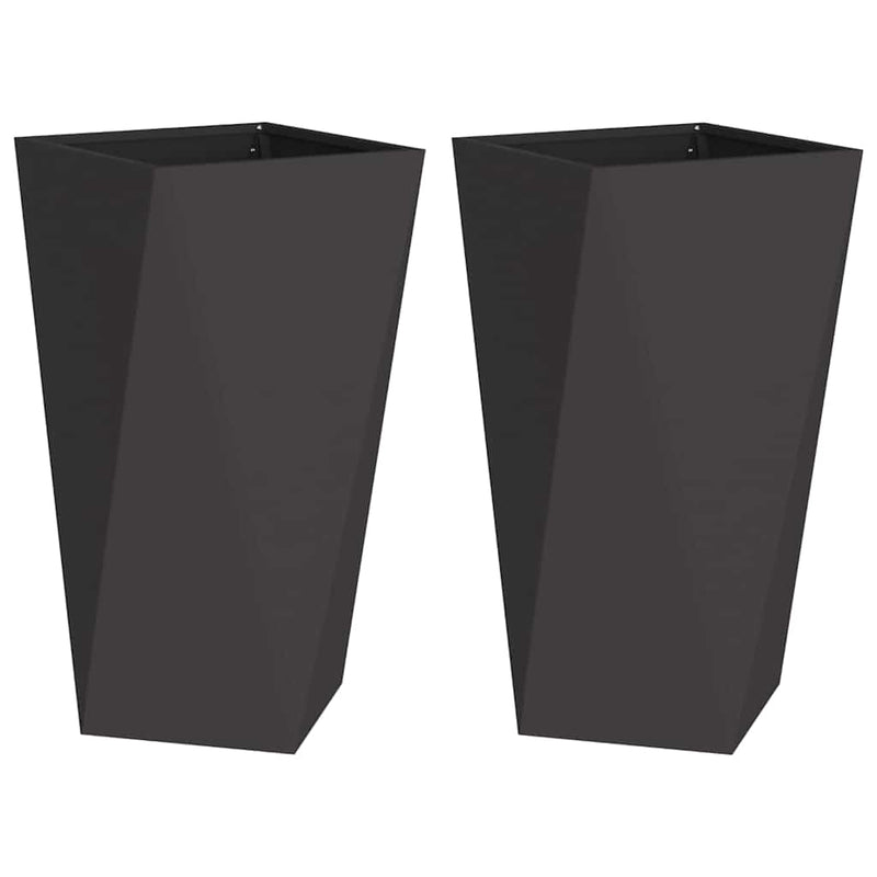 Load image into Gallery viewer, Vidaxl plantenbak 2 pcs zwart 40 x 40 x 75 cm staal