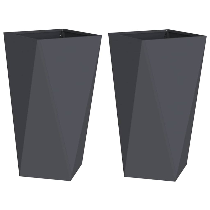 Load image into Gallery viewer, Vidaxl plantenbak 2 pcs antraciet 40 x 40 x 75 cm staal