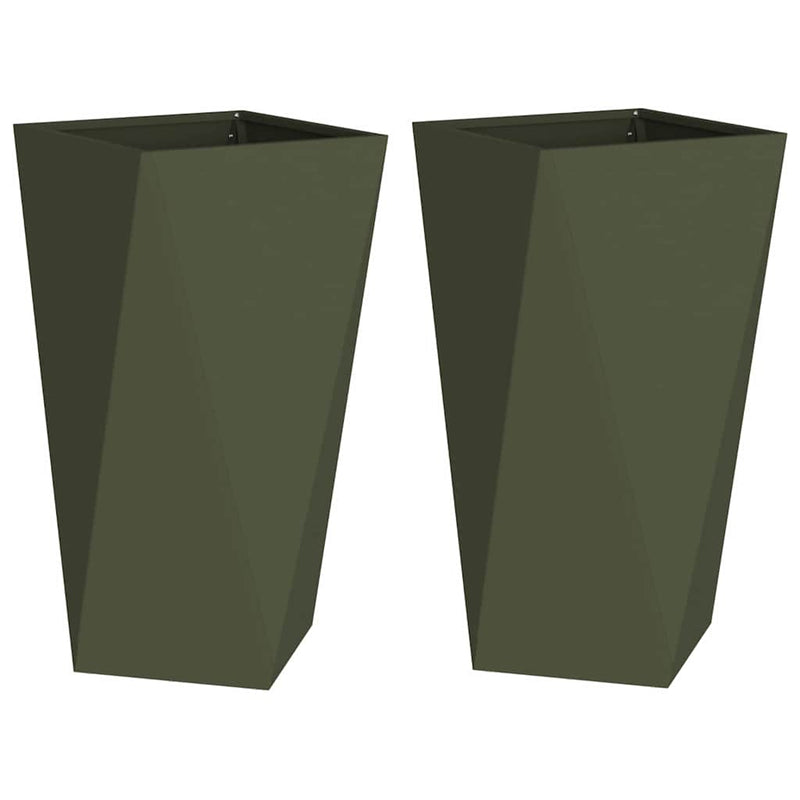 Load image into Gallery viewer, Vidaxl plantenbak 2 pcs olijf groen 40 x 40 x 75 cm staal