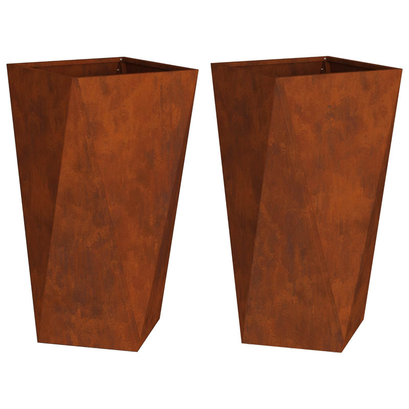 Load image into Gallery viewer, Vidaxl plantenbak 2 pcs roestig 40 x 40 x 75 cm cortenstaal