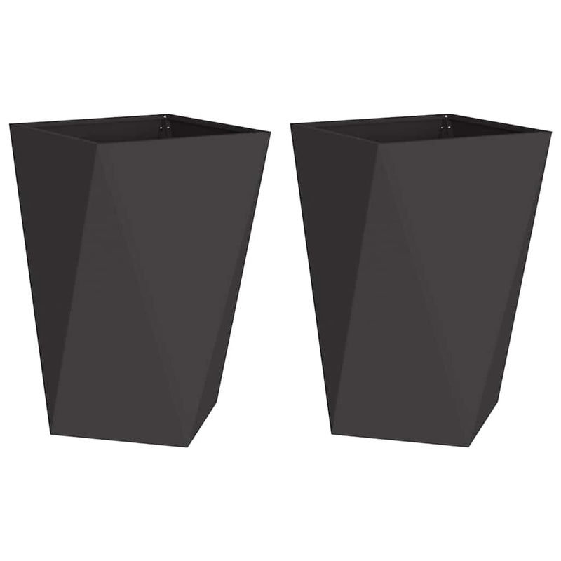 Load image into Gallery viewer, Vidaxl plantenbak 2 pcs zwart 50 x 50 x 75 cm staal