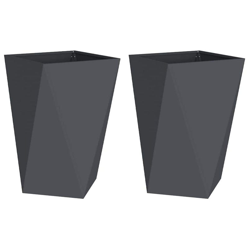 Load image into Gallery viewer, Vidaxl plantenbak 2 pcs antraciet 50 x 50 x 75 cm staal