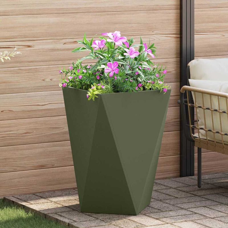 Load image into Gallery viewer, Vidaxl plantenbak olijf groen 50 x 50 x 75 cm staal