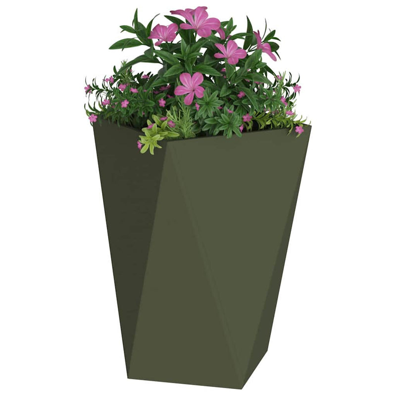 Load image into Gallery viewer, Vidaxl plantenbak olijf groen 50 x 50 x 75 cm staal