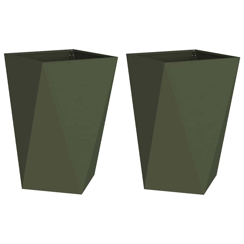 Load image into Gallery viewer, Vidaxl plantenbak 2 pcs olijf groen 50 x 50 x 75 cm staal