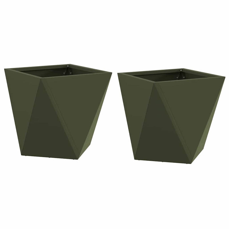 Load image into Gallery viewer, Vidaxl plantenbak 2 pcs olijf groen 30 x 30 x 30 cm staal
