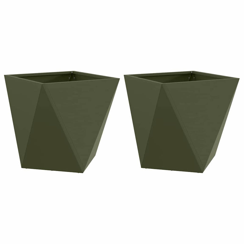 Load image into Gallery viewer, Vidaxl plantenbak 2 pcs olijf groen 40 x 40 x 40 cm staal