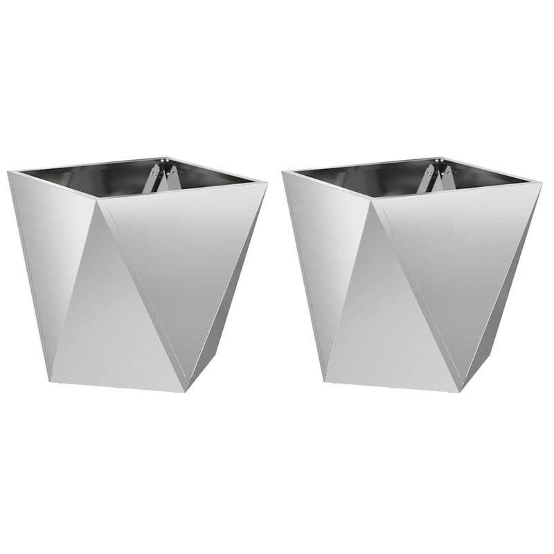 Load image into Gallery viewer, Vidaxl plantenbak 2 pcs zilver 40 x 40 x 40 cm gegalvaniseerd staal