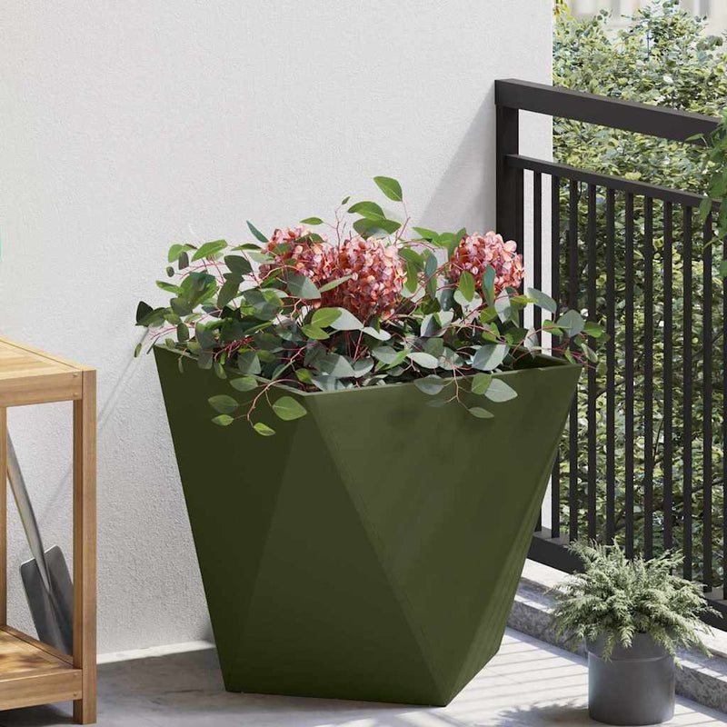 Load image into Gallery viewer, Vidaxl plantenbak olijf groen 50 x 50 x 50 cm staal