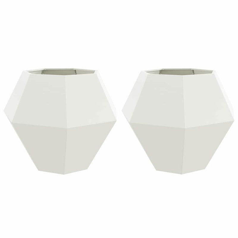 Load image into Gallery viewer, Vidaxl plantenbak 2 pcs wit 100 x 100 x 80 cm staal