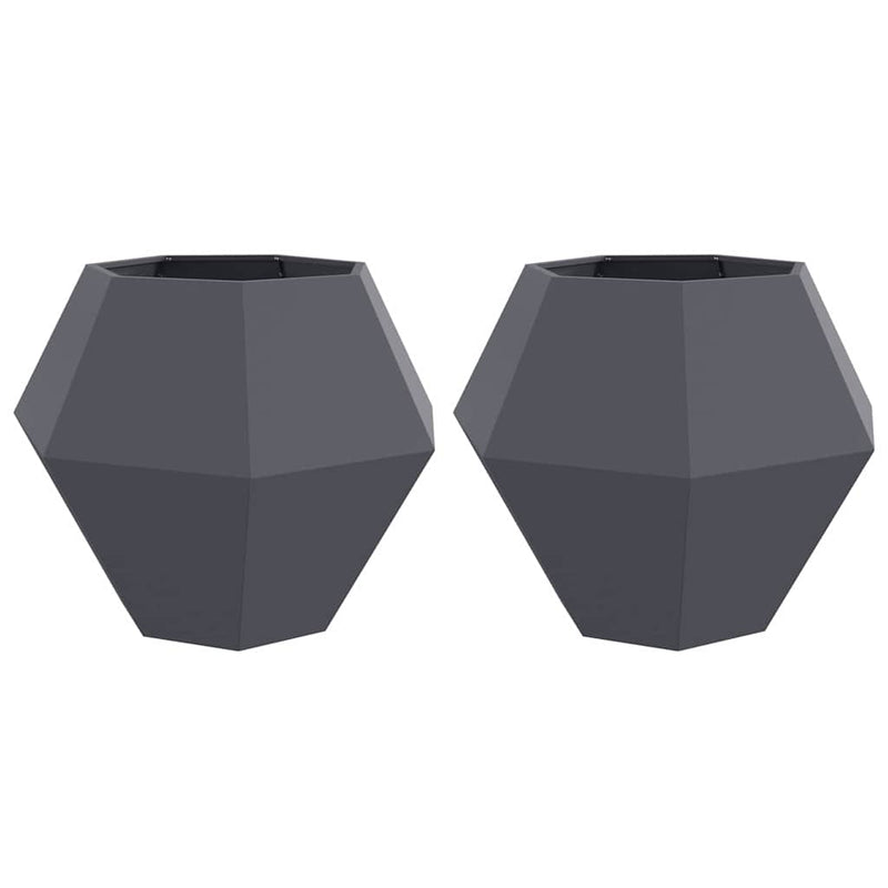 Load image into Gallery viewer, Vidaxl plantenbak 2 pcs antraciet 100 x 100 x 80 cm staal