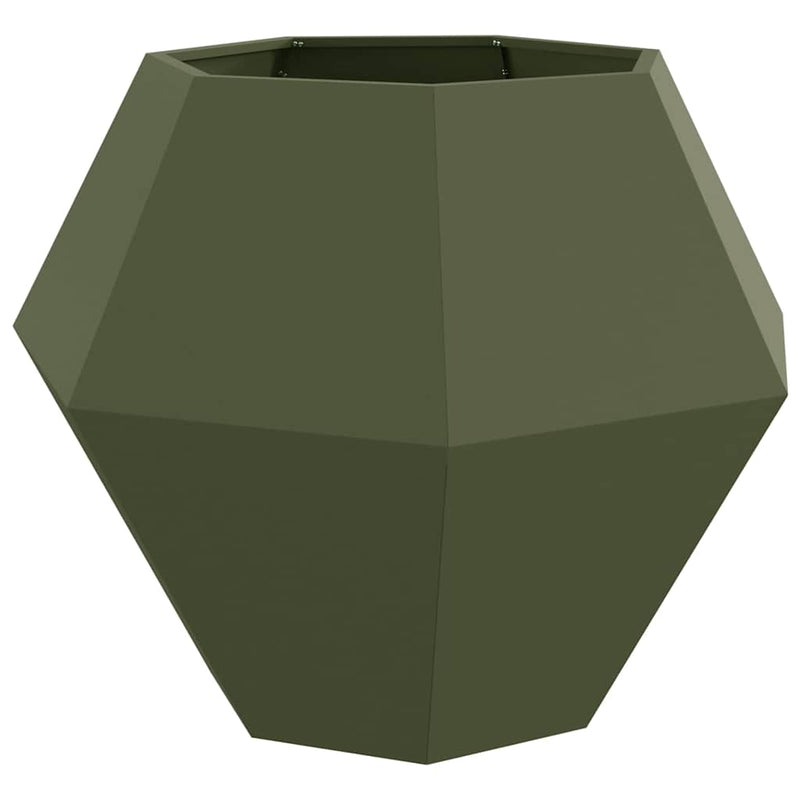 Load image into Gallery viewer, Vidaxl plantenbak olijf groen 100 x 100 x 80 cm staal