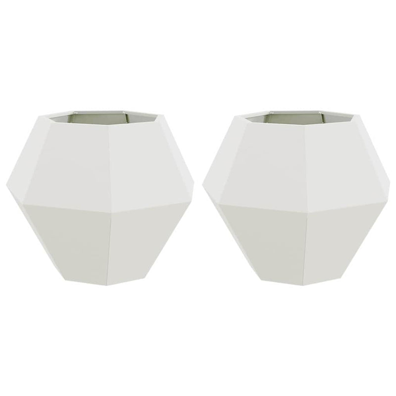 Load image into Gallery viewer, Vidaxl plantenbak 2 pcs wit 75 x 75 x 60 cm staal