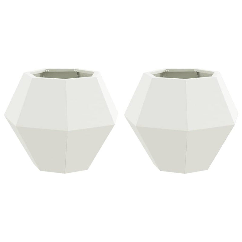 Load image into Gallery viewer, Vidaxl plantenbak 2 pcs wit 50 x 50 x 40 cm staal
