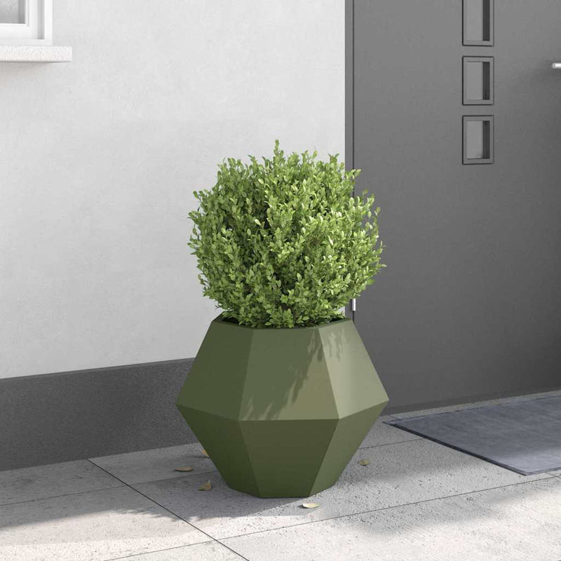 Load image into Gallery viewer, Vidaxl plantenbak olijf groen 50 x 50 x 40 cm staal