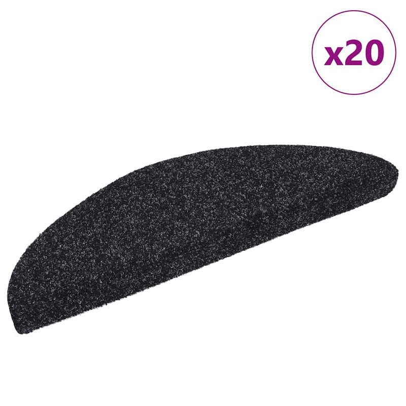 Load image into Gallery viewer, Vidaxl trapmatten zelfklevend 20 stuks 56x17x3 cm zwart halfrond