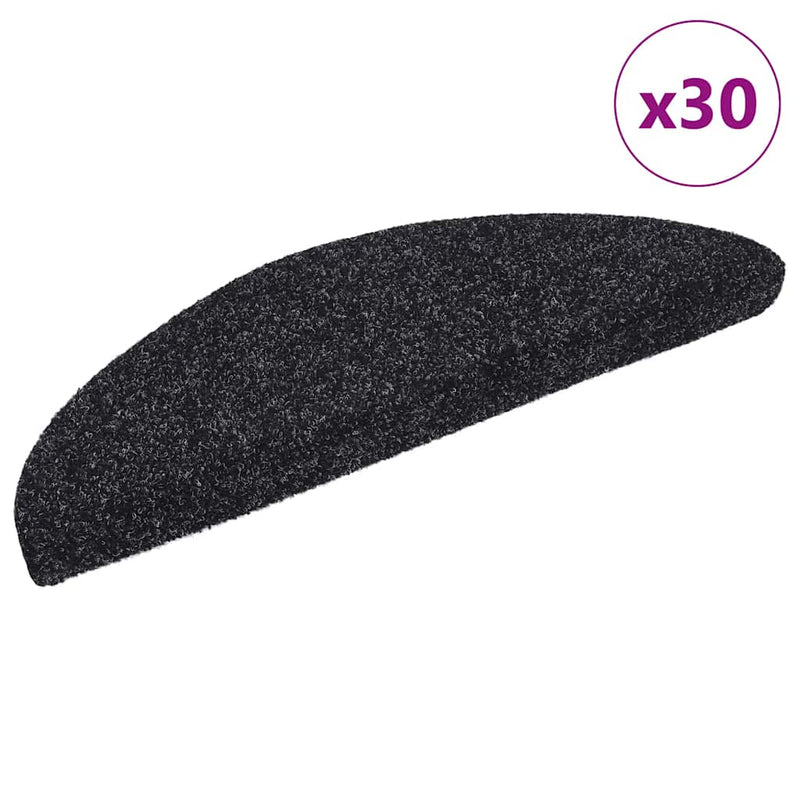 Load image into Gallery viewer, Vidaxl trapmatten zelfklevend 30 stuks 56x17x3 cm zwart halfrond