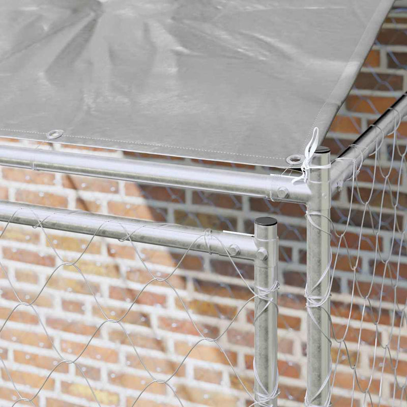 Load image into Gallery viewer, Vidaxl hondenkooi met dak zilver 200 x 200 x 258 cm staal en pe