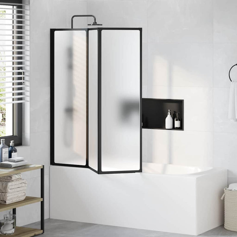 Load image into Gallery viewer, Vidaxl douchescherm zwart 132 x 2 x 140 cm aluminium