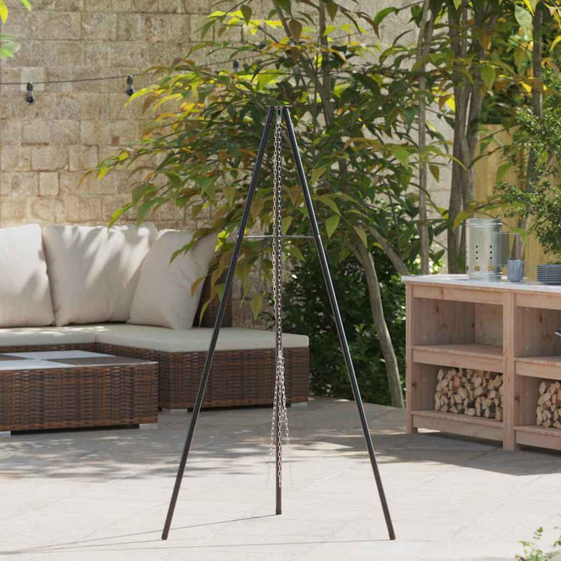 Load image into Gallery viewer, Vidaxl kampvuur tripod zwart 92 x 92 x 151,5 cm staal