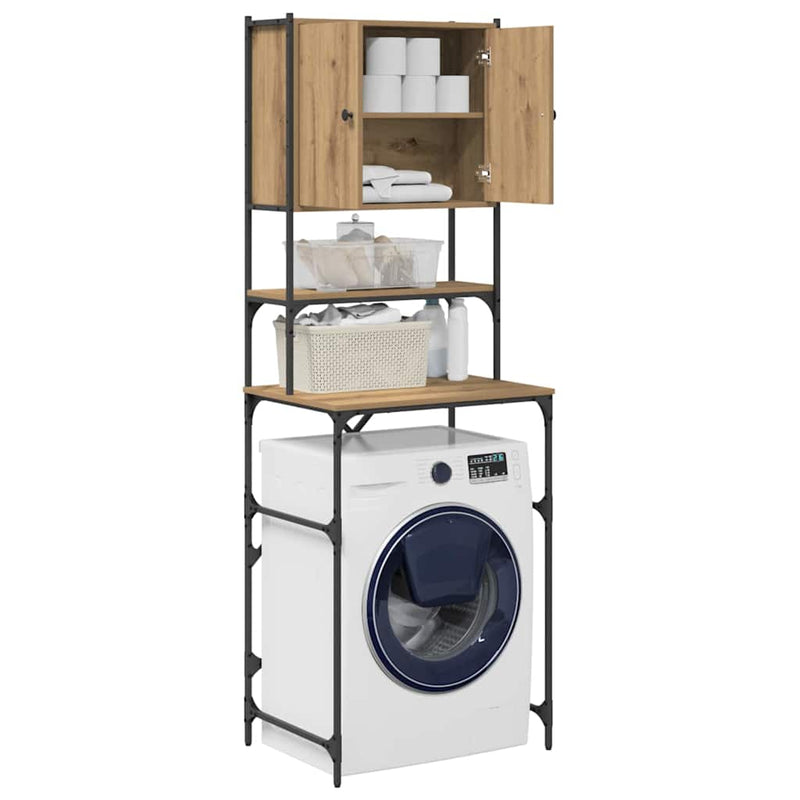 Load image into Gallery viewer, Vidaxl wasmachinekast artisan eiken 68 x 48,5 x 194 cm bewerkt hout