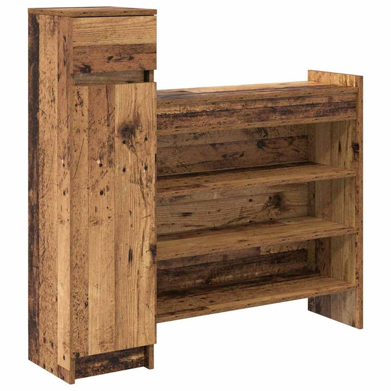 Load image into Gallery viewer, Vidaxl schoenenkast met lade oudhout 100,5 x 28 x 100 cm bewerkt hout