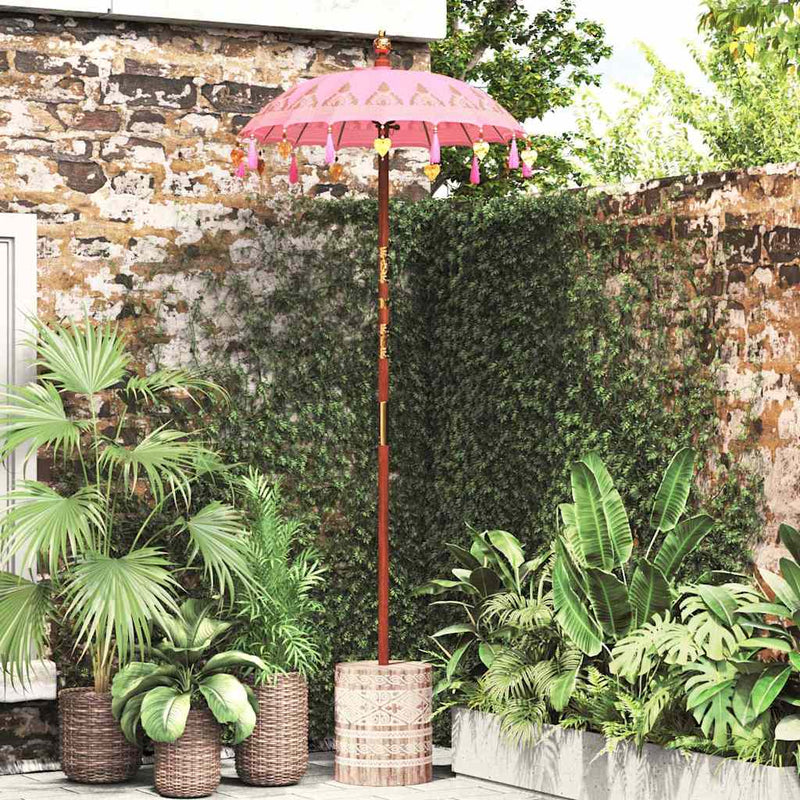 Load image into Gallery viewer, Vidaxl balinese parasol met basis roze 95 x 95 x 260 cm