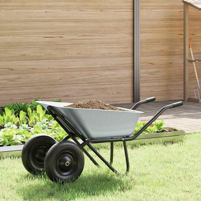 Load image into Gallery viewer, Vidaxl kruiwagen zilver en zwart 137 x 60 x 65,5 cm staal