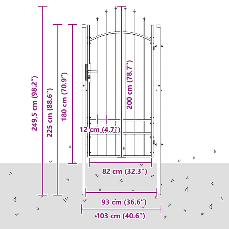 Load image into Gallery viewer, Vidaxl tuinpoort met slot grijs 200 x 100 cm staal