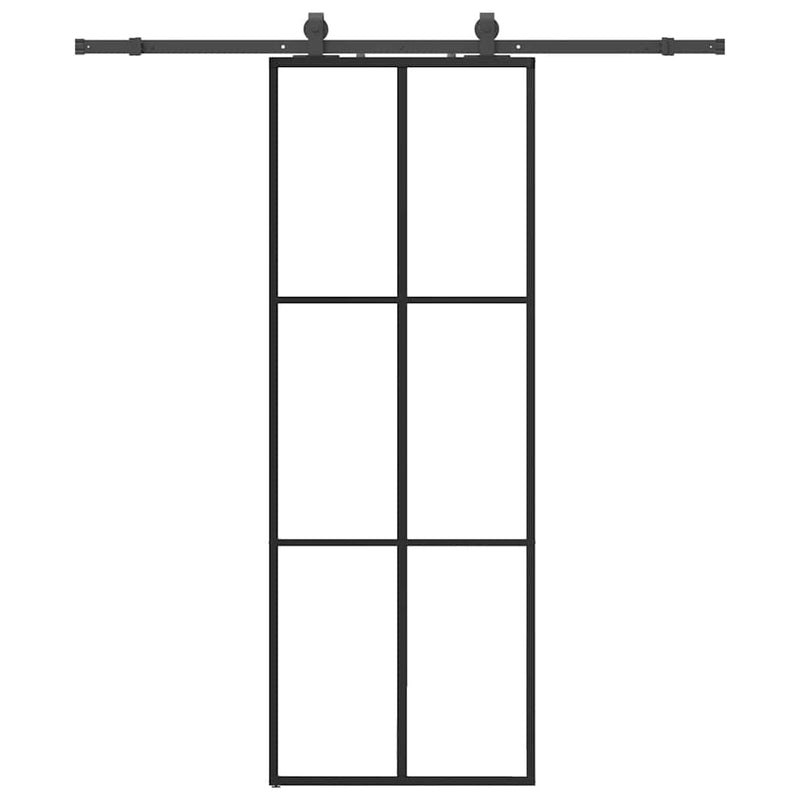 Load image into Gallery viewer, Vidaxl schuifdeur met beslagset 76x205 cm esg glas zwart