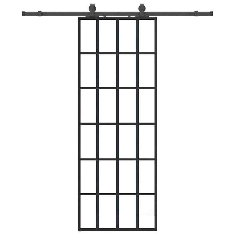 Load image into Gallery viewer, Vidaxl schuifdeur met beslagset 76x205 cm esg glas zwart