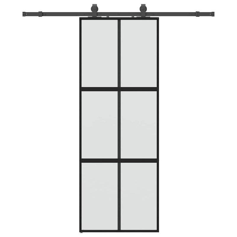 Load image into Gallery viewer, Vidaxl schuifdeur met beslagset 76x205 cm gehard glas zwart