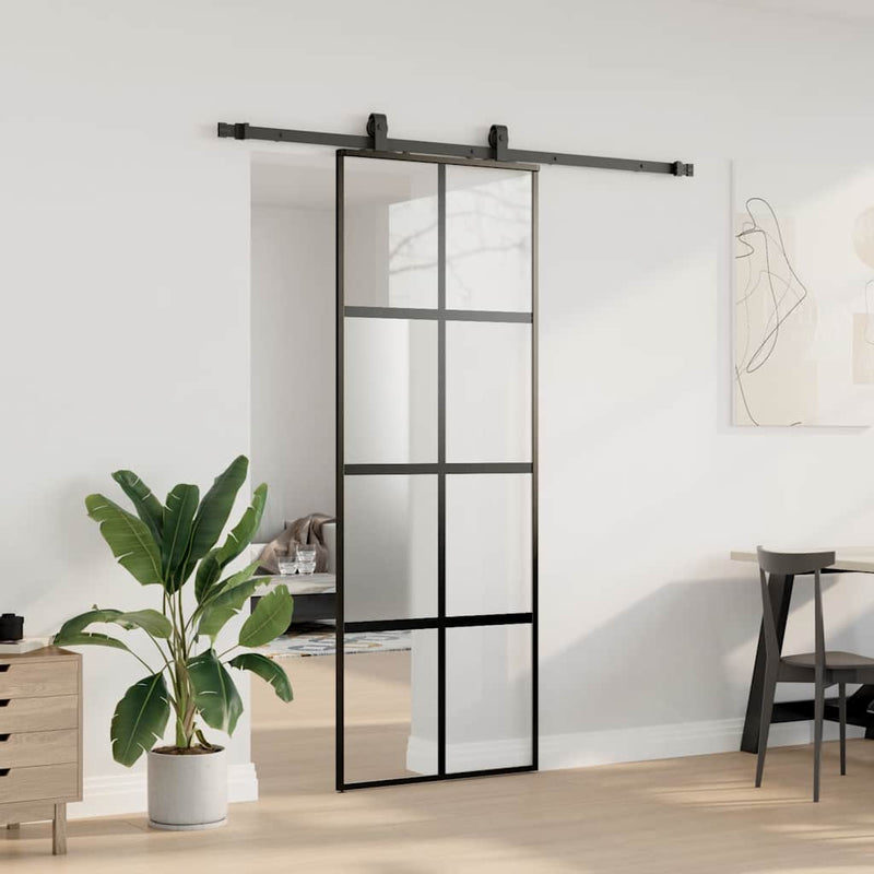 Load image into Gallery viewer, Vidaxl schuifdeur met beslagset 76x205 cm gehard glas zwart