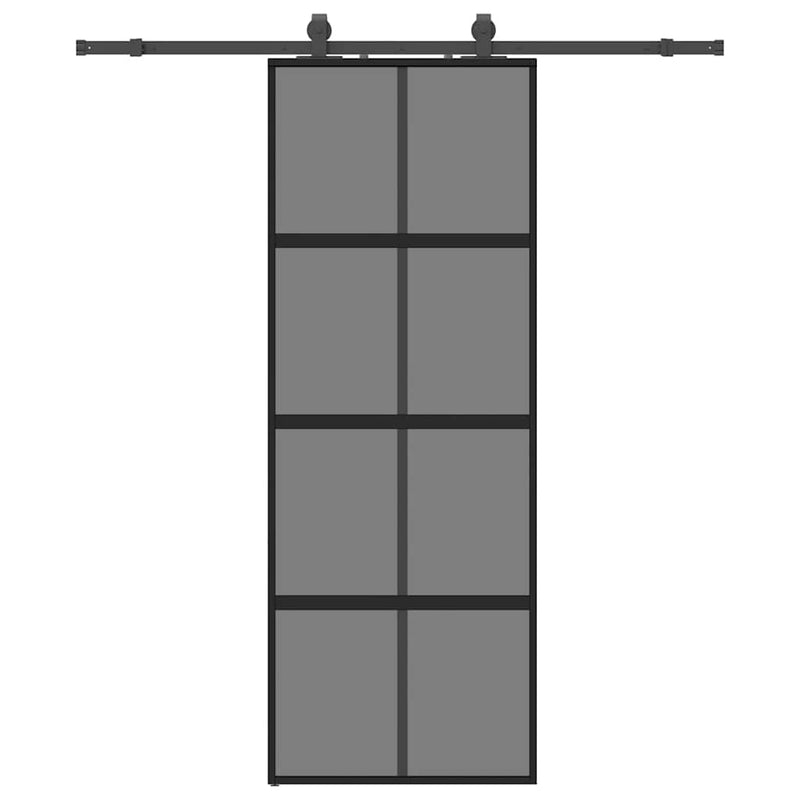 Load image into Gallery viewer, Vidaxl schuifdeur met beslagset 76x205 cm gehard glas zwart