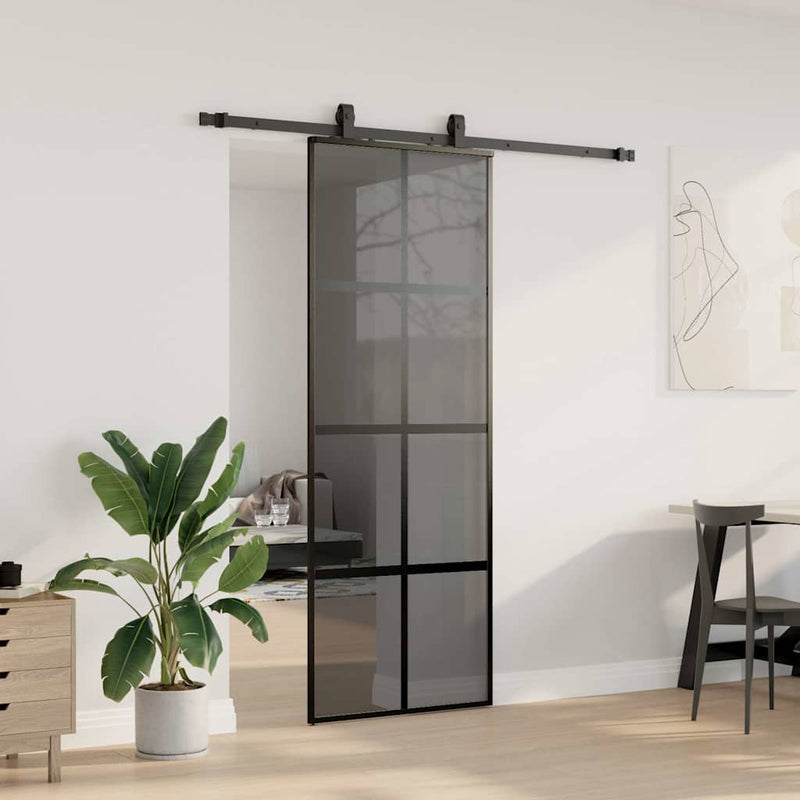 Load image into Gallery viewer, Vidaxl schuifdeur met beslagset 76x205 cm gehard glas zwart