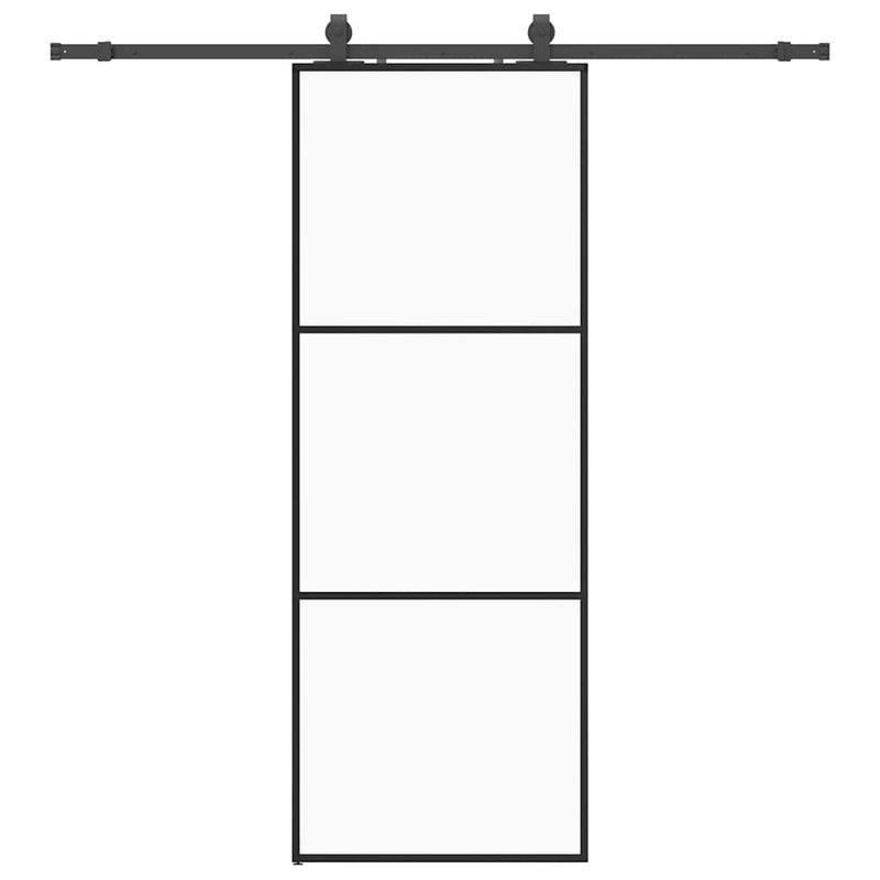 Load image into Gallery viewer, Vidaxl schuifdeur met beslagset 76x205 cm esg glas zwart