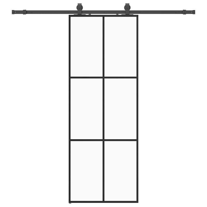 Load image into Gallery viewer, Vidaxl schuifdeur met beslagset 76x205 cm esg glas zwart