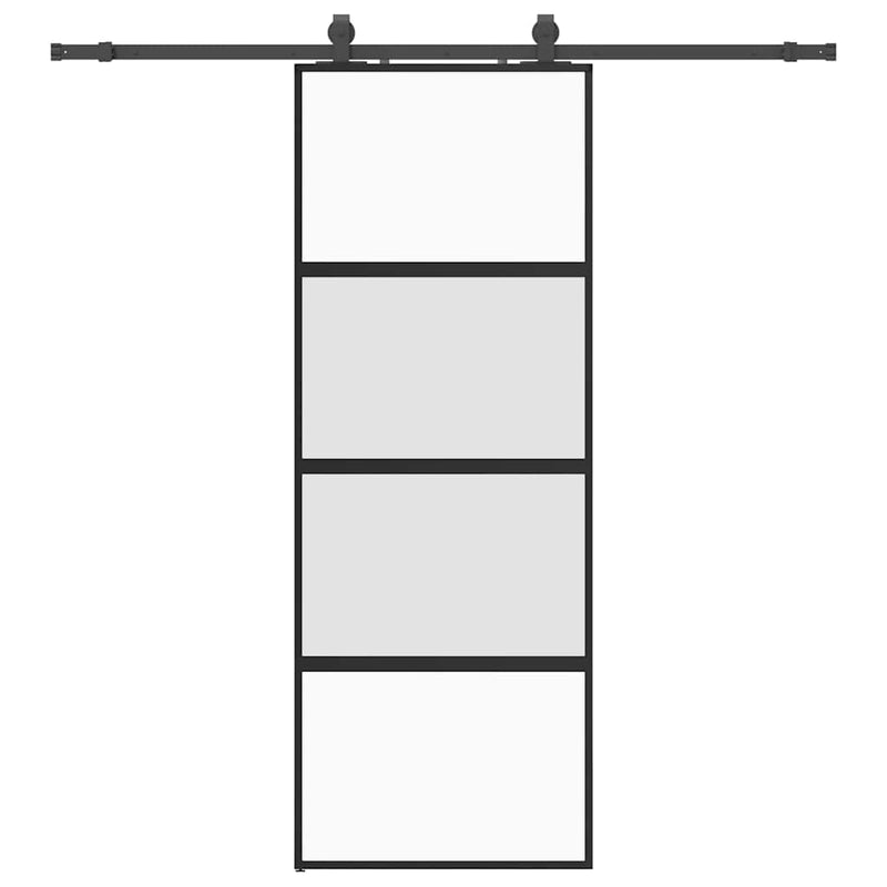 Load image into Gallery viewer, Vidaxl schuifdeur met beslagset 76x205 cm gehard glas zwart