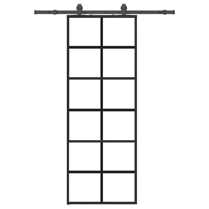 Load image into Gallery viewer, Vidaxl schuifdeur met beslagset 76x205 cm esg glas zwart