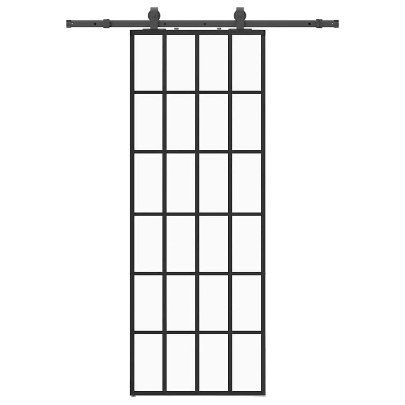 Load image into Gallery viewer, Vidaxl schuifdeur met beslagset 76x205 cm esg glas zwart