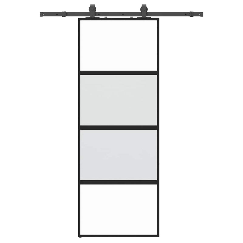 Load image into Gallery viewer, Vidaxl schuifdeur met beslagset 76x205 cm gehard glas zwart