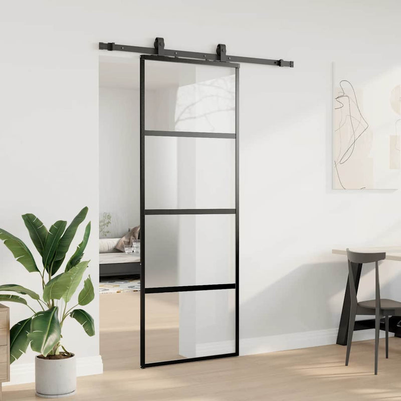 Load image into Gallery viewer, Vidaxl schuifdeur met beslagset 76x205 cm gehard glas zwart